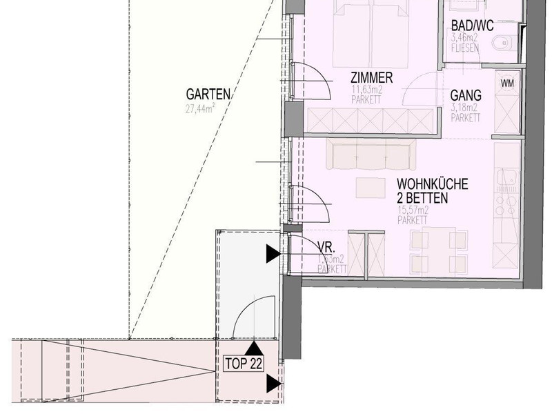 Das Townhouse // 2 Zimmer, Freifläche & Apartmentwidmung // MG11