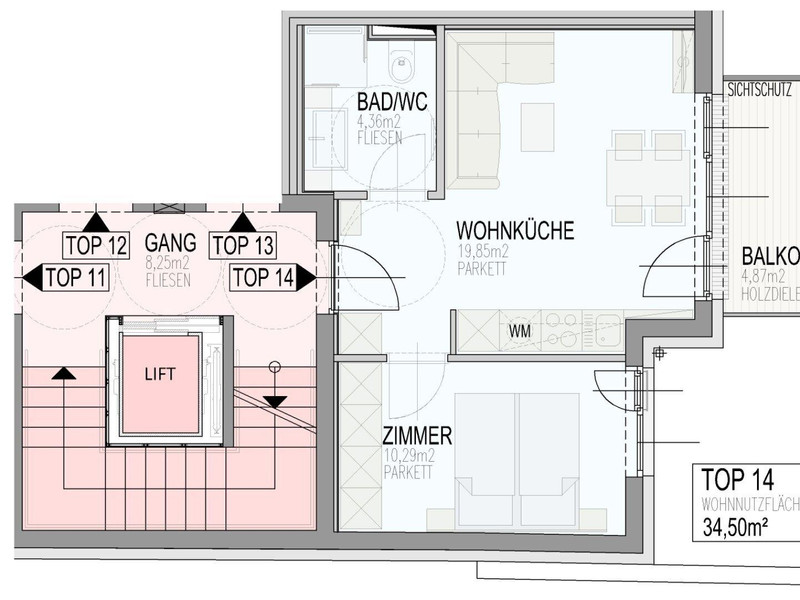 Hofruhelage mit Balkon // 2 Zimmer / MG11