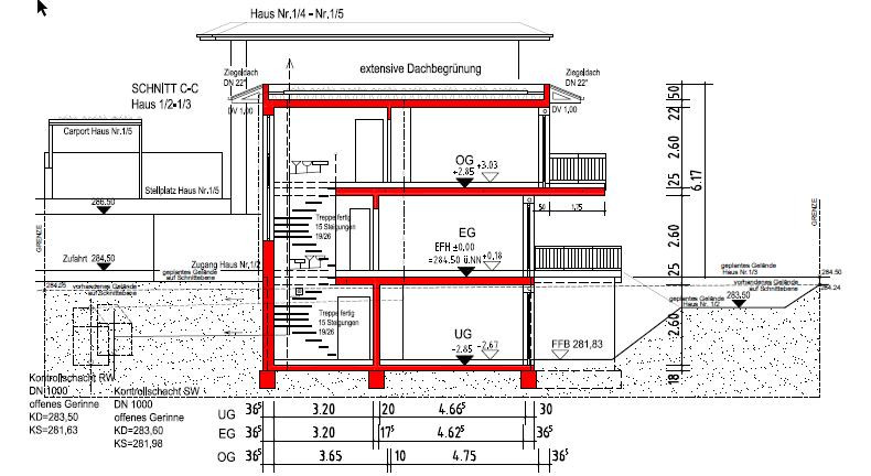 Schnitt C-C DHH 1-2 und 1-3